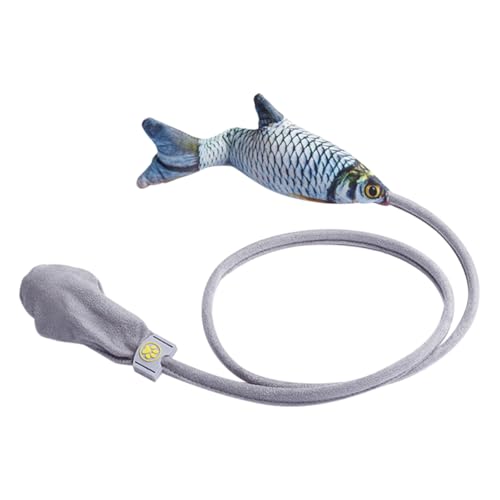 Katzen-Fischspielzeug interaktives Plüschspielzeug mit 120 cm Seil perfekt für das tägliche Spielen beschäftigt Katzen mit lustigem springenden Fisch-Design 1 Set