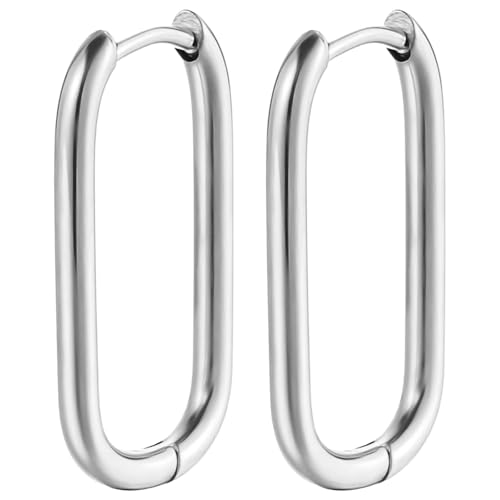  Sterling 23mm Oval Design Edelstahl Groß Leicht und Trendy Chunky