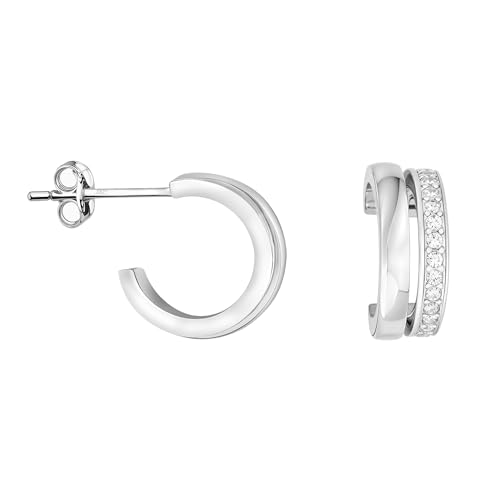 SOFIA MILANI - Damen Ohrringe 925 Silber - mit Zirkonia Steinen - Zwilling Steck Creolen - 21042