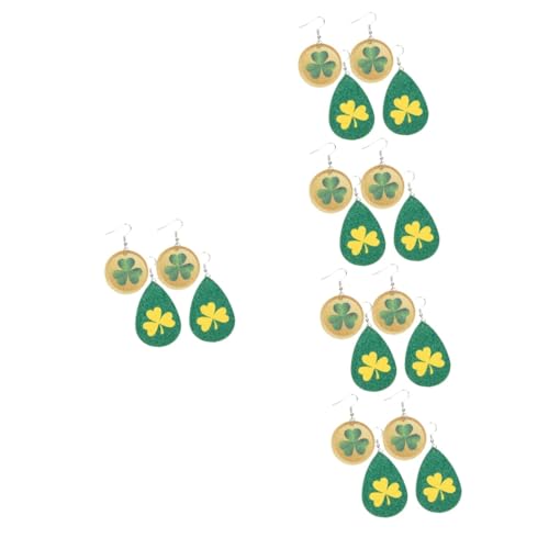 GALPADA 8 Paare Ohrringe grüner Schmuck viel glück schmuck geschenk Kleeblatt-Creolen st patrick day kostüme für damen st patrick day zubehör wild Irland Fräulein Kunstleder