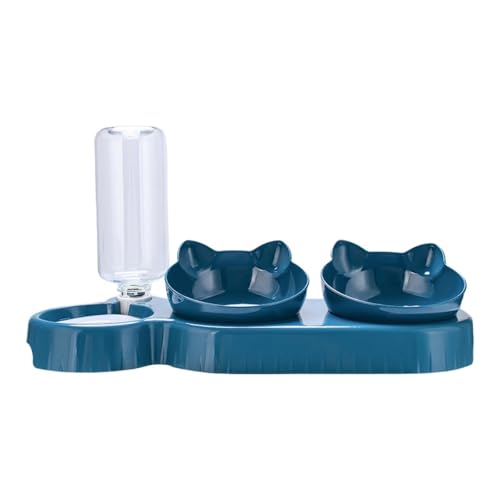 Dickly Dreifach-Katzennäpfe automatische Wasserflaschen-Futternäpfe für kleine mittelgroße und große Katzen und Hunde Tiefes Blau