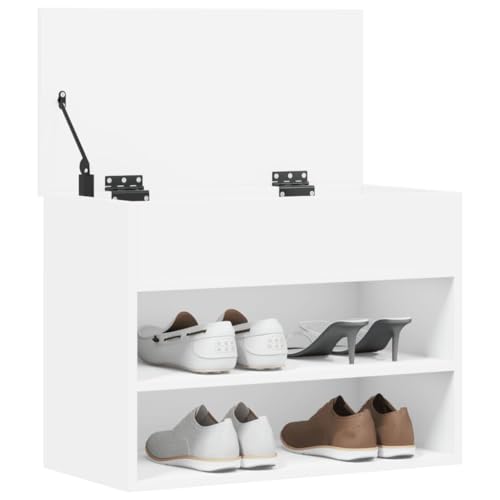 vidaXL Schuhbank Sitzbank Bank Sitztruhe Schuhschrank Schuhablage Schuhregal Schuhaufbewahrung Schuhständer Weiß 60x30x45cm Holzwerkstoff