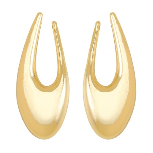Ohrringe Hoop Damen Creolen oval Ohrstecker rund Groß Dick klobige Edelstahl Tropfen Glitzer Huggies charm chunky Reif Earrings Modeschmuck Geschenk für Frauen Mädchen Gold