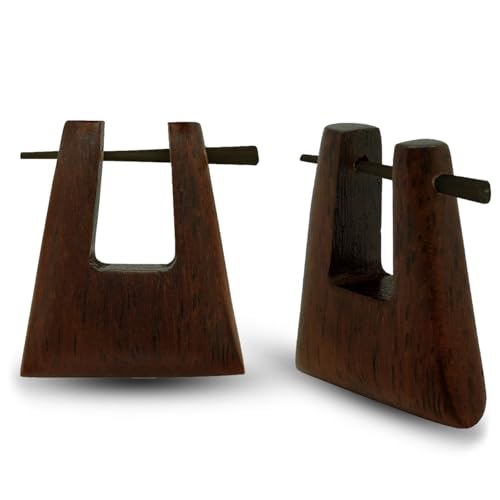 Soul-Cats 1 Paar Holz Creolen Holzohrringe Horn Stift eckig geometrisch Tribal Stern groß braun Modell 1