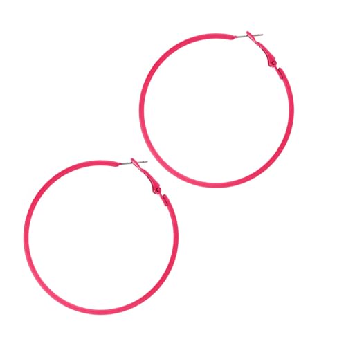 Große Dünne Creolen Damen 80er 90er Jahre Ohrringe Damen Party Pink Minimalist Round Earrings Mode Neon Ohrringe 60 Mm Große Kreisohrringe Geeignet für Halloween Weihnachten Hochzeiten Party und Bälle
