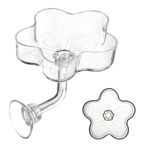 Jukeoiu Fischfutterautomat Blumenförmige Fütterungsschale Mit Saugnapf Für Aquarium - Durchsichtige Fischtank Futterschale Für Schildkröten Zierfische Süßwasser Und Meerwasser