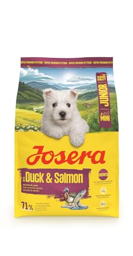 JOSERA Mini Junior Ente Lachs 1 x 3 kg Premium Trockenfutter für wachsende Hunde bis 10 kg ab der 6. Woche Welpenfutter zur optimalen Entwicklung kleine Kroketten glutenfrei 1er Pack
