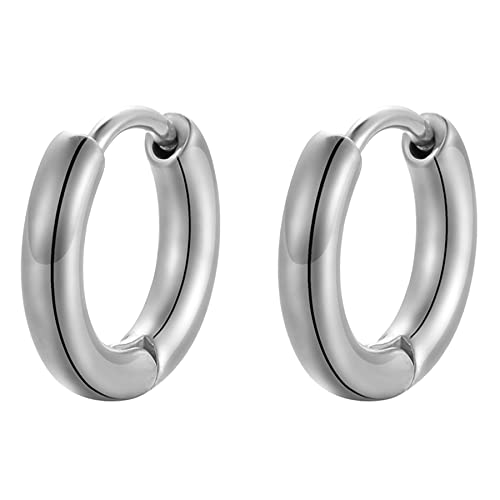 Mabohity Creolen klein Ohrringe Damen Herren Titan 8mm Hypoallergen Ohrstecker Silber