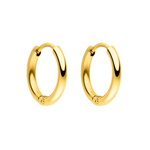 PURELEI Spirit Ohrringe Gold Silber Damen und Herren Ohrringe aus langlebigem Edelstahl Kleine Wasserfeste Unisex-Creolen 13 mm Durchmesser Gold