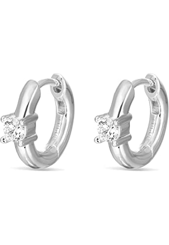 ESPRIT Damen-Creolen 925er Silber 2 Zirkonia One Size Silber 32022998