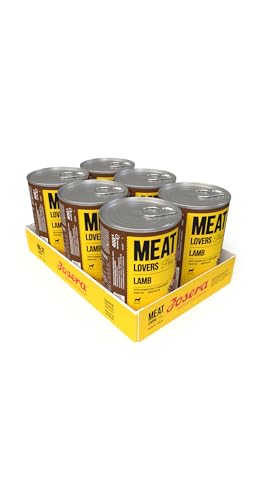 Josera Meat Lovers Pure Lamb Nassfutter für Hunde getreidefrei hoher Fleischanteil leckeres Lamm saftige Brühe und Mineralstoffe Alleinfuttermittel 6 x 400 g