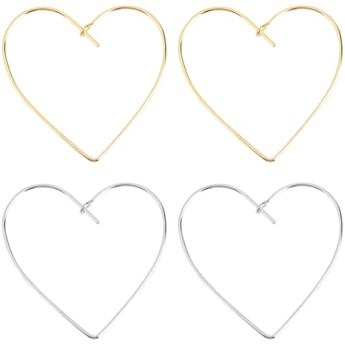 Beebeecraft 1 Box Mit 2 Paar Creolen In Herzform Echtes 18 Karat Vergoldetes 925 Sterlingsilber Hohle Herzform Scharnier Großer Ohrring Aus Metalldraht Für Empfindliche Ohren Damenschmuck Geschenke