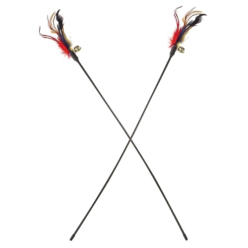 POPETPOP 2stücke Katzenspielzeugstab Mit Feder Und Glöckchen Buntes Stoffspielzeug Für Katzen Tierbedarf Katzenspielzeug Federwedel Für Katze