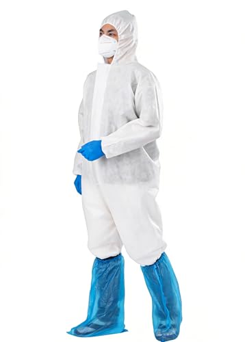 Zhbro YI 2 Sets Einweg-Schutzkleidung Schuhschalen und Handschuhe Vliesstoff für Reinigung Gartenarbeit Landwirtschaft und industrielle mechanische Arbeit L