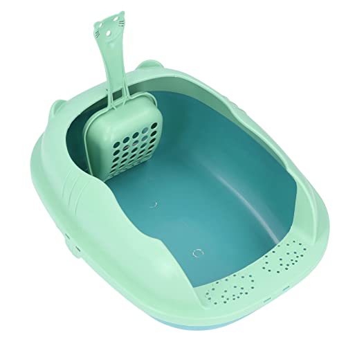 KIMISS Halbgeschlossene Katzentoilette für Kleine Haustiere Spritzwassergeschütztes Design Leicht zu Reinigende Katzentoilette für Katzen und Hunde Waldgrün Neue Kätzchentrompete
