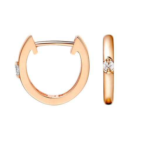 KnSam Creole Hoop Rotgold Au750 18 Karat Echtschmuck 0.05ct Labor Erstellt Diamant Ohrstecker Klassiker Rundschliff Weiß Ohrringe 18K Rosegold