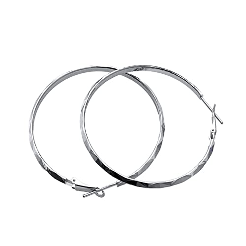 CASIKY Creolen 925 Silber Ohrringe für Damen Edelstahl 2 mm Dünne Ohrhänger Leichte Hypoallergen Ohrringe Kreolen Polierte Runde Kreis Ohrschmuck Batchblüte 40mm