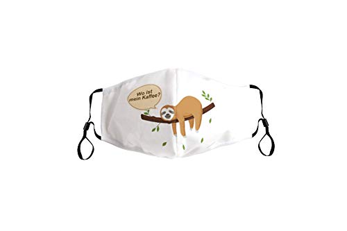Maske Faultier Motiv für Damen 100% faul   Masken für Gesicht waschbar bis 90 Grad Stoff Ich atme produktiver Wird es Heute Nicht