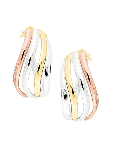 My Gold Damen Creolen Ohrringe Gold 333 Gelbgold Rotgold Weissgold 8 Karat Tricolor 22mm x 11mm Damenohrringe Mercier C-07904-G381