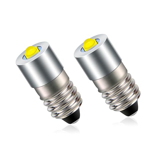 2 Stück E10 LED Lampe 3W 200lm 3-12V DC - Ersatzbirne für Taschenlampen Campingleuchten Notarbeitslichtlampe Ersatzlampe Einfache Installation Warm white 3000K
