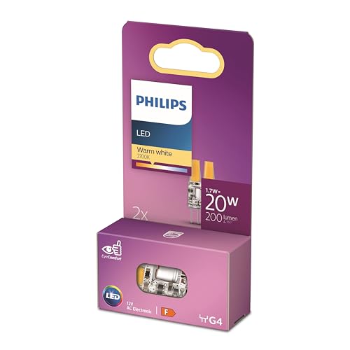 Philips LED Standard Brenner Ersatz für Halogen 20W G4 Sockel warmweißes Licht 2700K Doppelpack neue Generation