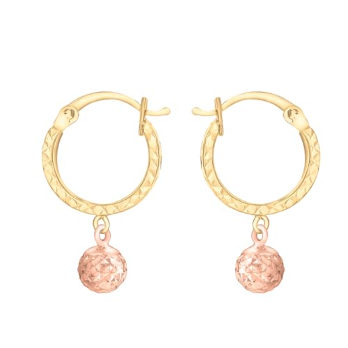 Carissima Gold Damen-Creolen 9ct 2-Colour Diamond Cut Hoop Ball Earrings 375 Bicolor - 2.51.1579