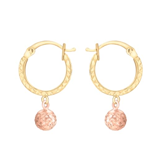 Carissima Damen Creolen 9ct 2 Colour Diamond Cut Hoop Ball Earrings 375 Bicolor   2.51.1579