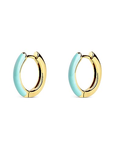 SINGULARU - Sky Enamel Creolen. Messing mit 18 Kt Vergoldeter Beschichtung und Emaille. Schmuck für Damen.