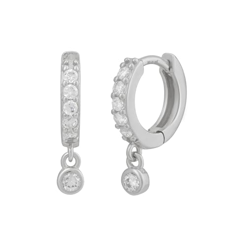 cai Damen Creole 925 Sterling Silber rhodiniert mit Zirkonia Anhänger 925 - Sterling Silber 1 6cm Glänzend Zirkonia weiß 358215826R
