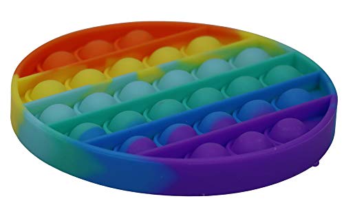 alldoro 63044 Play Silikon Fidget Spielzeug ca. 12 cm rund Pop it Anti Stress Fingerspielzeug Bubble Push Toy für Stressabbau Geschicklichkeitsspiel für Kinder und Erwachsenen Regenbogen