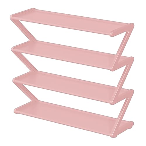 Tadoiooy Schuhständer kleine Schuhregal 4 Stufen Z -Form Kinder Schuhgepäck das wasserdichte schmale Schuhregal Einfacher Installation Kinderschuh Organizer für Schlafzimmer Schrank Vorräte
