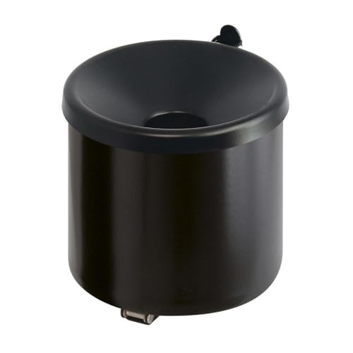 PROREGAL Runder Sicherheits-Wandaschenbecher mit Kippvorrichtung 2 Liter Hx 16x16cm Metall Schwarz mit schwarzem Deckel