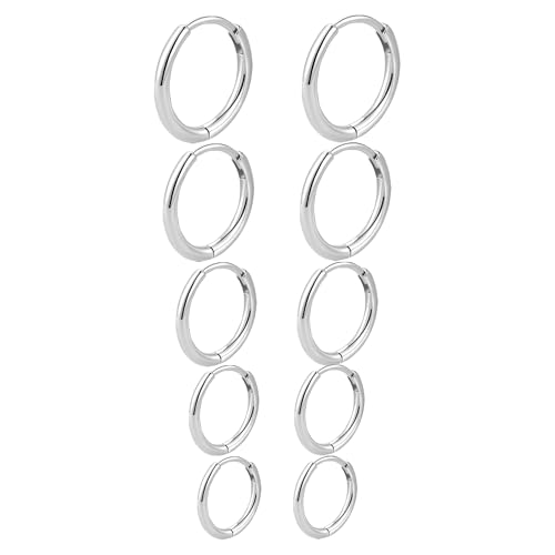 JUZICHEN 3-7 Paar Creolen Gold Silber Für Damen Goldene Ohrringe Set Kreolen Creolen Klein Hypoallergene Ohrringe Edelstahl Helix Piercings Für Mehrere Piercings Silber 5 Paar 8 10 12 14 16mm