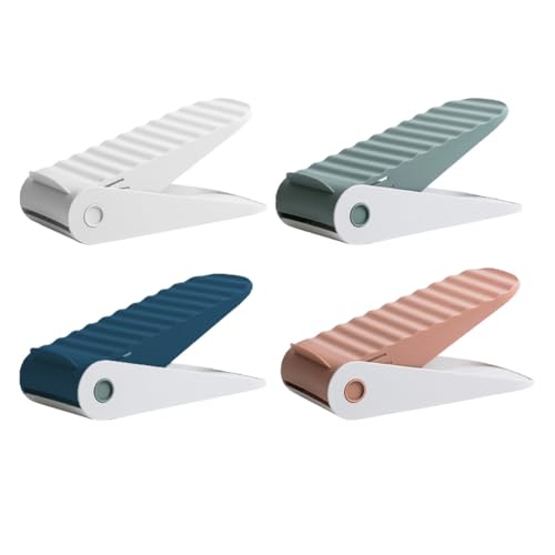 HOODANCOS 4 Stück Schuhregal aus Kunststoff Doppellagiger Schuhorganizer Platzsparender Schuhhalter für Damen Herren Kinder Schuhe