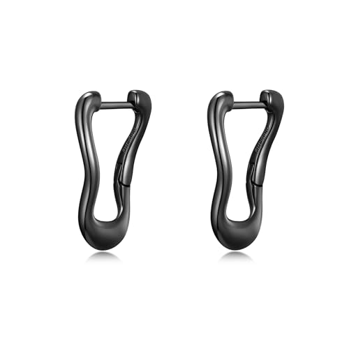 PHNIBIRD Ohrringe Schwarze Creolen Damen 925 Silber Gedreht Einfach Hypoallergen Ohrringe Creolen 20mm für Frauen Geschenk