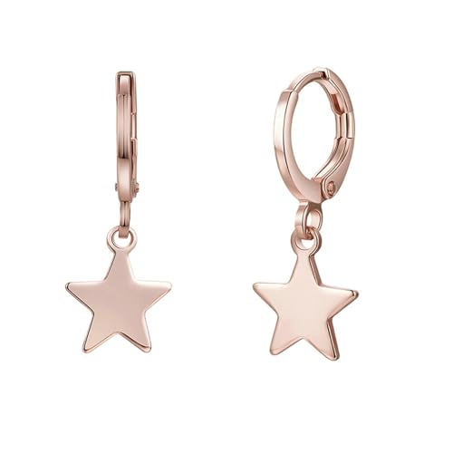 Daesar Ohrringe Rotgold 375 9K Echt Damen Creolen Stern Hochzeit Ohrringe Creolen Allergiefrei