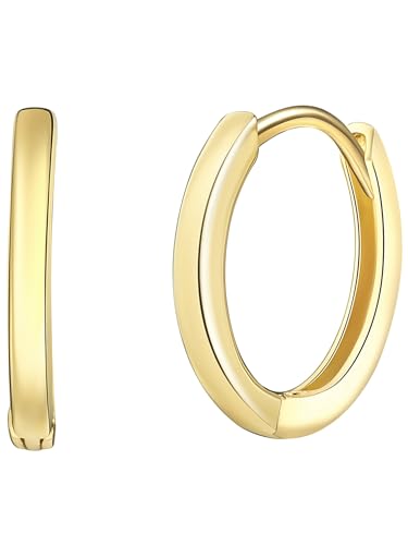 Rafaela Donata Damen Creolen aus 925 - Sterling Silber gelbvergoldet - Klappcreolen Silbercreolen Gelbgold klassisch Unisex