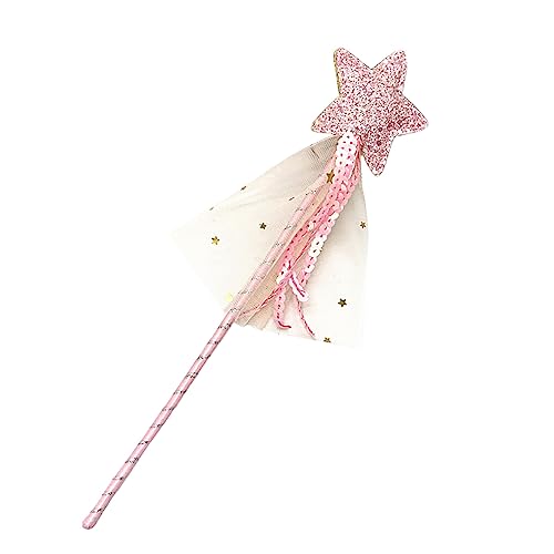 wisoolkic Cat Teaser Leder Glitter Schönes Weihnachtskostüm Mädchen Zauberstab Geburtstagsbevorzugungen Haustierbedarf Modischer Angel Stick Rosa