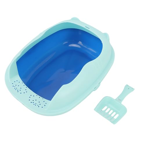 Haofy Große Katzentoilette Geräumiger Innenraum Verhindert das Verschütten von Streu Kommt mit Schaufel Stabiles Kunststoffmaterial XL-Anti-Urin-Auslauf Sicher für Katzen