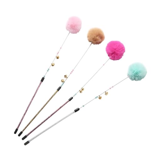 UPKOCH 2stücke Katzenspielzeug Federwedel Für Katzen Mit Plüschball Glöckchen Abs-perlen Interaktives Spielen Zu Hause Katzenbedarf Katze Katzenstockspielzeug