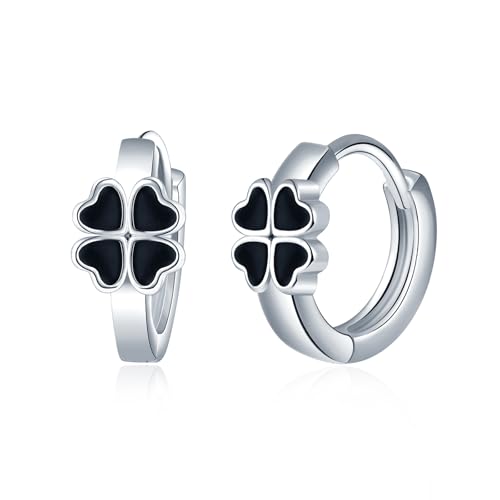 VIKILEE Kleeblatt Creolen Damen Ohrringe Silber 925 Silber Hypoallergen Hoop Ohrringe Kleine Knorpel Piercing Huggie Ohrringe für Mehrere Ohrlöcher Mode Ohrschmuck für Frauen Mädchen