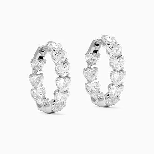 Herz Creolen Ohrringe von ROUGEMONT Jewellery-Herz Design-Funkelnd AAAA Zirkonia -aus 925 Sterling Silber mit Weißgold Vergoldung