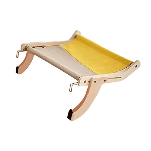 kowaku Katzen Fensterplatz Katzenbett Fenstersitz Liegeplatz mit Verstellbaren Halterungen Und Waschbarem Bezug für Wohnungskatzen Zum Sonnenbaden Und Beoba Grau Gelb