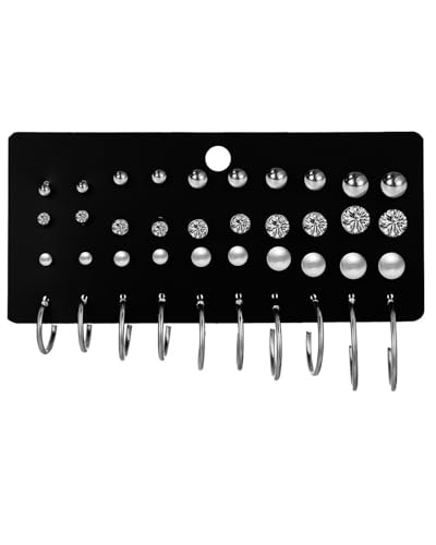 FUGLUS 20 Paar Perlen Ohrringe Set für Damen Mädchen Mode Kettenglied Creolen Ohrstecker Tropfen Ohrringe Boho Statement Acryl Hypoallergen Geburtstagsfeier Schmuck Geschenk