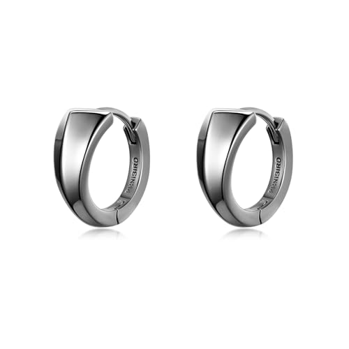 PHNIBIRD Schwarz Dreieck Creolen Ohrringe Herren Damen Klein Unisex Creolen Hypoallergen Geeignet für den Alltag Schmuck für Männer Frauen 15mm Hoch