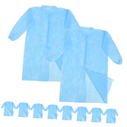 TOPBATHY 10stücke Einweg-Laborkittel aus Vliesstoff mit Knöpfen für Erwachsene Schutzanzüge für Laborumgebungen Einwegkleidung für Herren und Damen