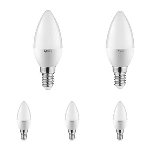 GTV G-TECH LED Kerzenlampe C30 E14 6 0W 520lm 3000K Warmweiß 230V 160 Kerzenform Mini Glühbirne Packung mit 5