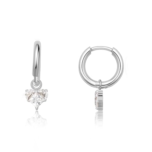 Limerencia Titan Creolen mit Anhänger G23 Medizinische Hypoallergen Hängende Ohrringe mit Perlen Kubischer Zirkoniumdioxid für empfindliche Ohren Mode Damenschmuck