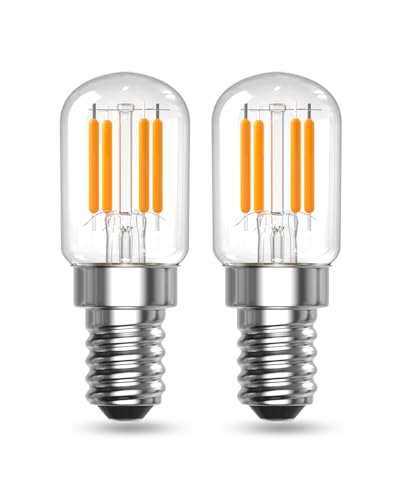 Klarlight E14 LED Glühbirne Warmweiss 2W Glühbirne Kühlschrank LED T22 E14 Warmweiß 2200K Ersatz 15W Äquivalent für Nachtlicht Salzlampe Kronleuchter Nähmaschine Nicht Dimmbar 2er-Set