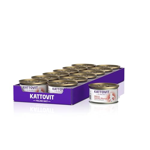 KATTOVIT - Niere Renal Nassfutter für Katzen Zur Unterstützung der Nierenfunktion für ausgewachsene Katzen. Diätfutter als Alleinfuttermittel in der Dose 12 x 85 g Lamm